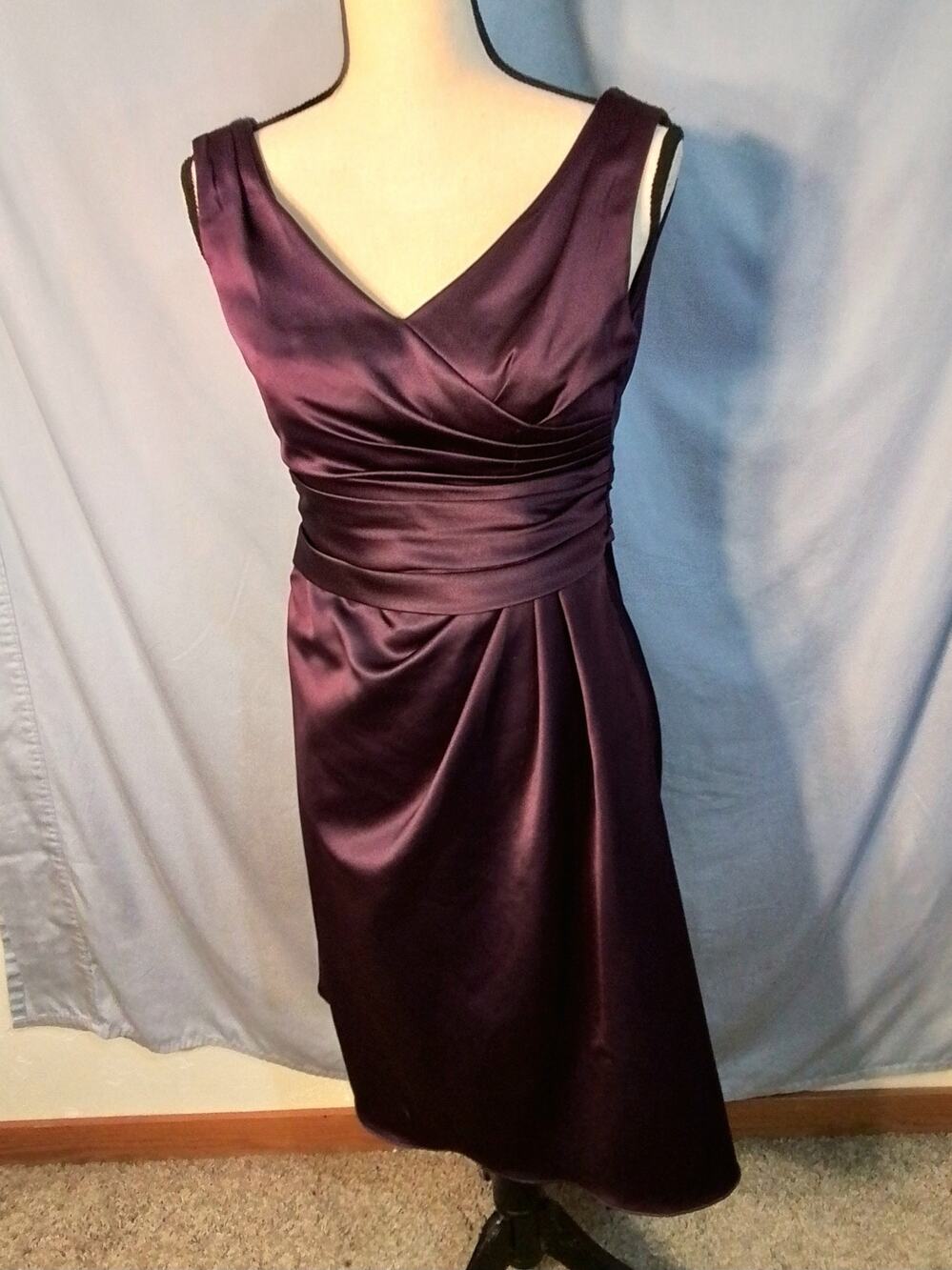 David's Bridal plum color  dress with rushing
